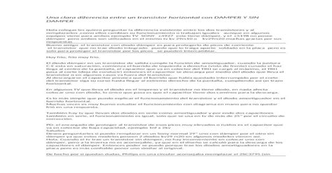Diferencia Entre Un Transistor Horizontal Con Damper Y Sin Damper