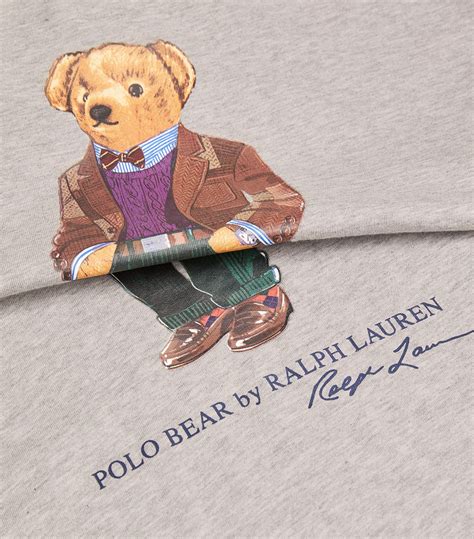 Mens Polo Ralph Lauren Grey Cotton Polo Bear T Shirt Harrods Uk