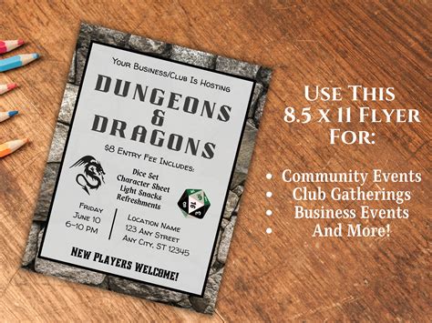 Dungeons And Dragons Flyer Dnd Game Flyer Advertisement For Business