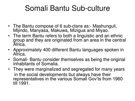 PPT - Somali Bantu Subculture PowerPoint Presentation, free download ...