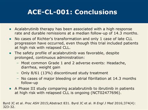 Phase I II Study Of The Bruton Tyrosine Kinase Inhibitor Acalabrutinib