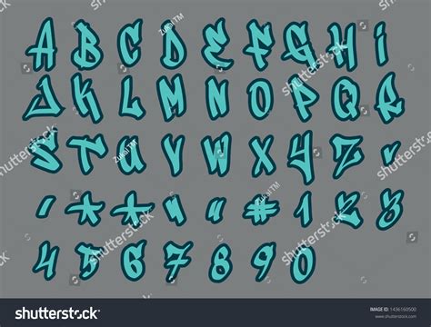 Hand Written Graffiti Font Alphabet Vector 스톡 벡터 로열티 프리 1436160500