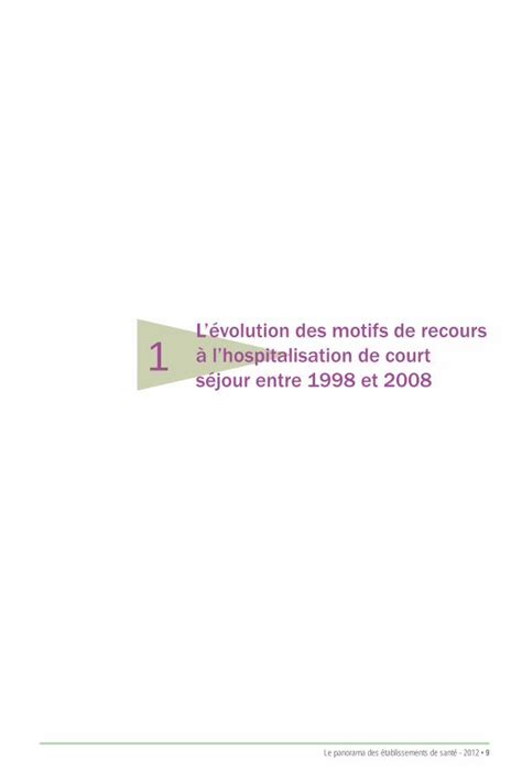 Pdf L Volution Des Motifs De Recours Lhospitalisation De Drees