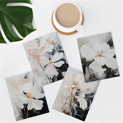 PixonSign Canvas Wall Art Elegant Magnolia Prints Set Of 4 Watercolor