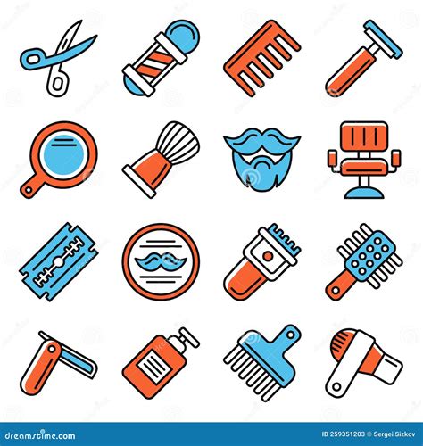 Barbershop Icons Set On White Background Vector Stock Illustration