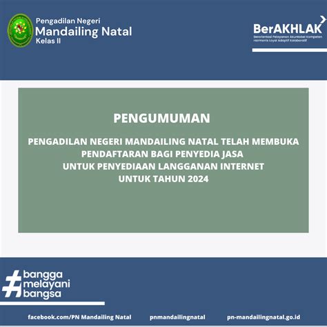 Berita Pengumuman Pengadaan Layanan Jasa Internet Pengadilan Negeri