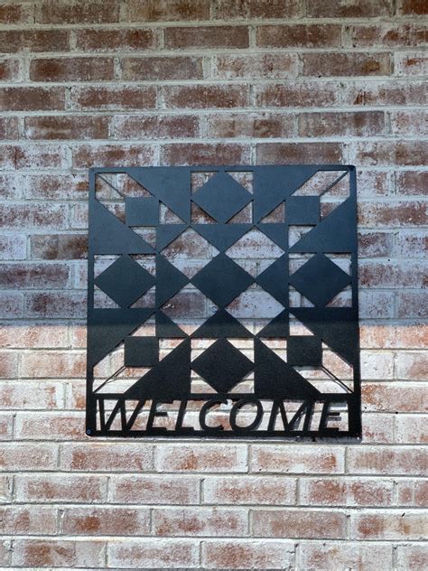 X Welcome Metal Barn Quilt Sign