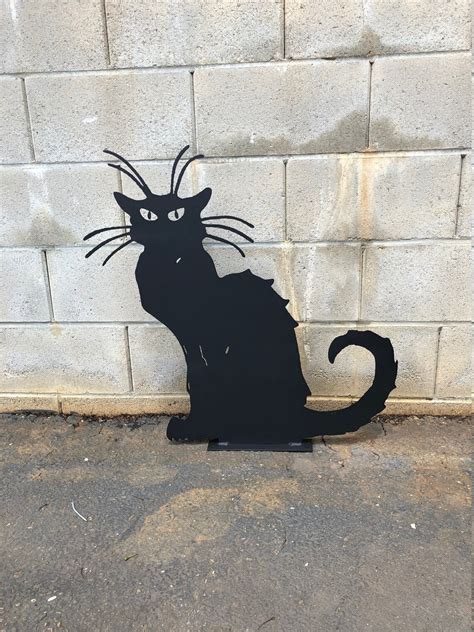 The Black Cat Le Chat Noir French Cat Metal Art Large Etsy