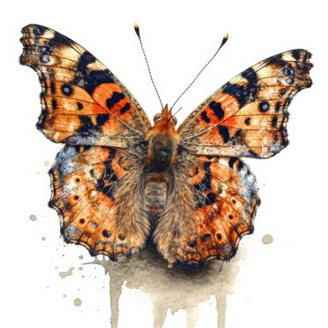 Una Dama Mariposa Pintada Se Muestra Con Acuarelas Foto Premium