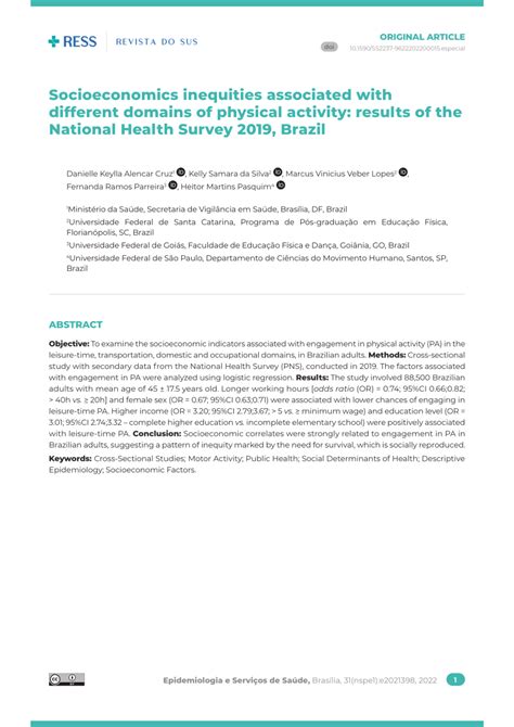 Pdf Iniquidades Socioeconômicas Associadas Aos Diferentes Domínios Da