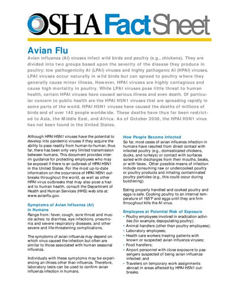 http://www.osha.gov/OshDoc/data_AvianFlu/avian_flu_factsheet by Brian ...