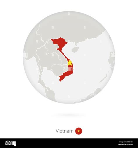 Mapa de Vietnam y bandera nacional en círculo Mapa de Vietnam con