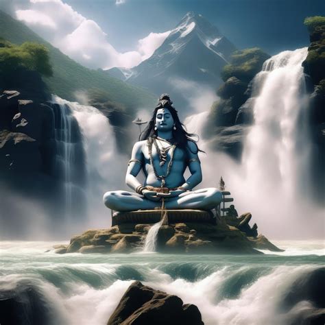 Premium Photo Lord Shiv Shiv Ji Meditation In Falls Generative Ai