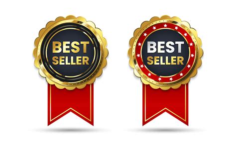 3d Golden Best Seller Award Label Realistic Premium Warranty Badges