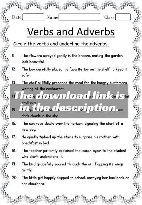 Adverbs And Verbs Worksheet Verb Worksheets Adverbs Adverbs Worksheet