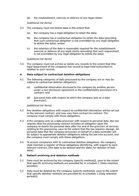 Data Retention Policy Template