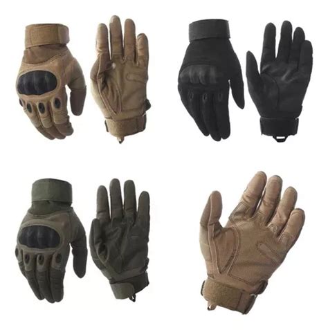 Guantes Moto Tácticos Militar Dedo Completo Touch Multiusos Color Negro