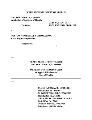 Fillable Online Law Fsu Reply Brief Of Petitioner Orange County