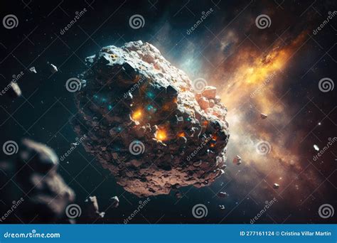 Asteroid Shower in a Galaxy. Generative AI. Stock Illustration ...