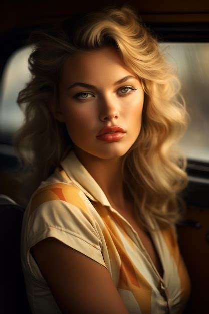 Premium Photo A Beautiful Blonde Woman Sitting In The Back Seat Of A Car