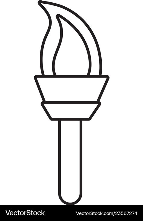 Olympic torch symbol black and white Royalty Free Vector