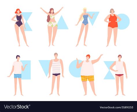 Five Types Male And Female Body Shapes Set Vector Image