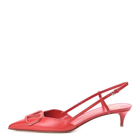 Valentino Garavani Calfskin Tonal Vlogo Slingback Mm Pumps Rouge