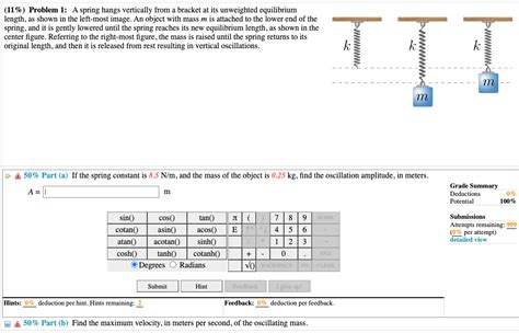 Solved Problem A Spring Hangs Vertically From A Chegg