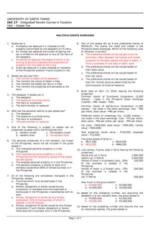 Donors Tax Lecture Notes Part Donor S Tax Nature Of