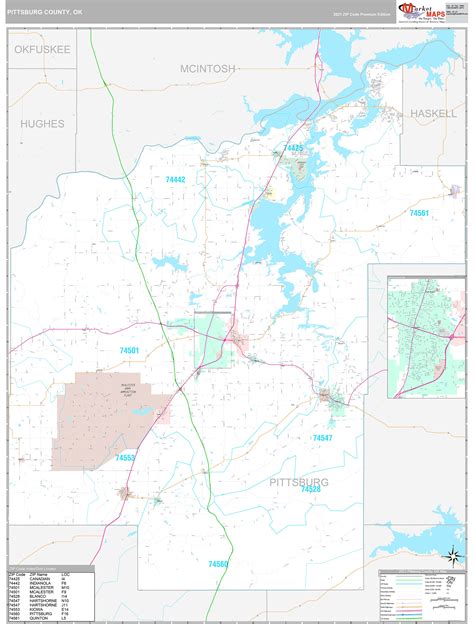 Pittsburg County Ok Wall Map Premium Style By Marketmaps