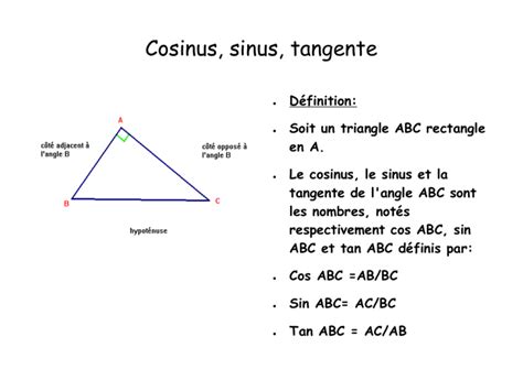 Cosinus Sinus Tangente Cosinus Sinus Tangente