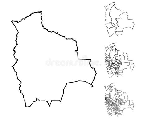 Regiones Administrativas Del Mapa Del Esbozo De Bolivia Stock De