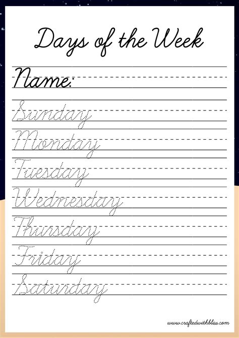 Tracing Worksheets Cursive Writing