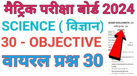 Class 10th Science Objective Question 2024 10th Class Vvi Objective