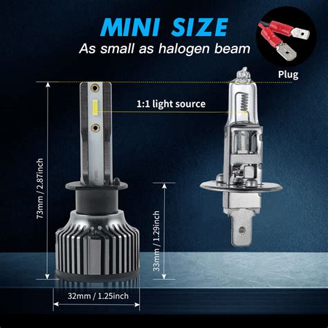 Bevinsee 2x H1 LED Headlight Bulbs White High Low Beam 6000LM For Car