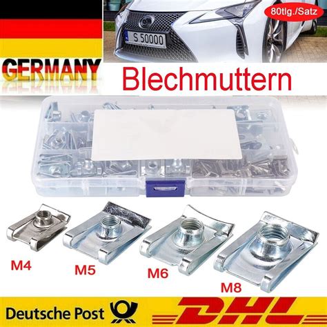 Blechmuttern Kfz Karosseriemuttern Blechmutter M4 M5 M6 M8 Sortiment 80