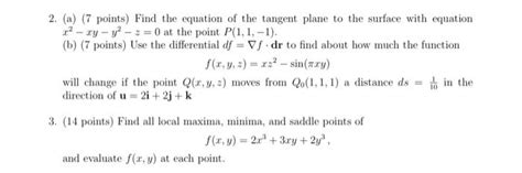 Solved 2 A 7 Points Find The Equation Of The Tangent