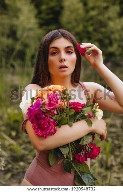 Brunette Girl Long Hair Nude Bodysuit Stock Photo Shutterstock