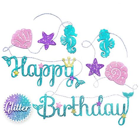 Mermaid Happy Birthday Banner Mermaid Party Supplies Decorations Premium Under The Sea