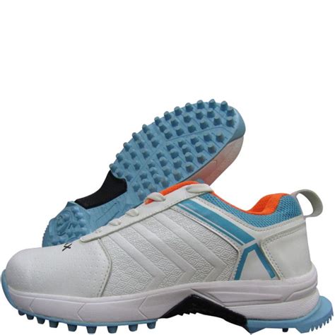 Buy Thrax Brace Rubber Cricket Stud Shoes White Turquoise Orange Online