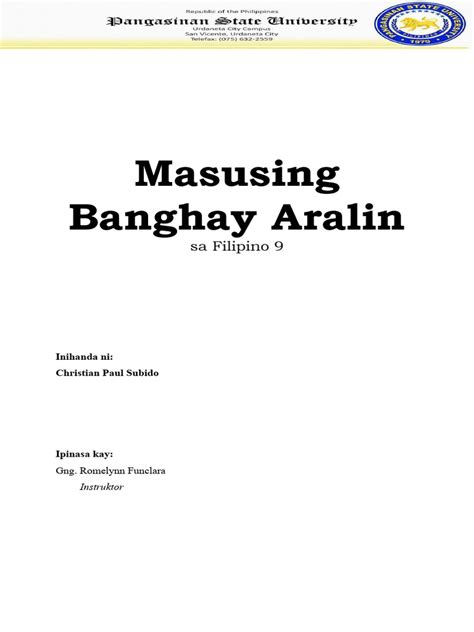 Masusing Banghay Aralin Sa Filipino 9 Parabula Ng Banga Pdf