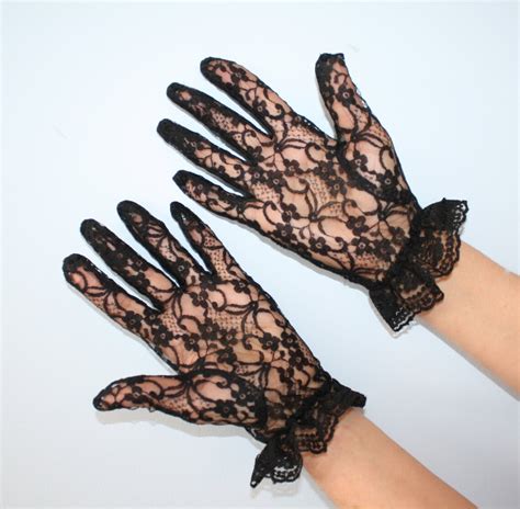 Vintage Black Lace Gloves Chantilly Lace Formal Evening Etsy