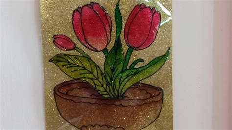 Ohb Sheet Glass Painting In Tamilflower Designsjkhandcrafts Youtube