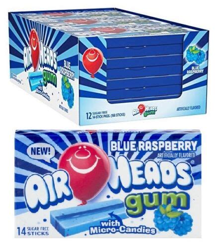 12x Air Heads Gum With Micro Candies Blue Raspberry Flavored American Sweets Ebay