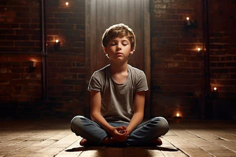 Premium Ai Image Child Meditating