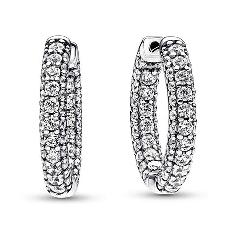 Pandora Timeless Pavé Single row Hoop Earrings Precious Accents Ltd