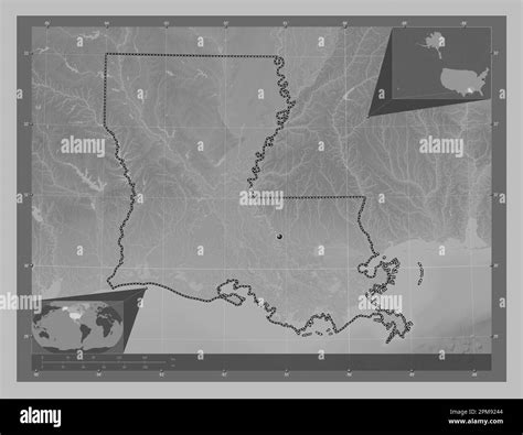 Louisiana State Of United States Of America Grayscale Elevation Map