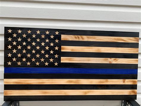 Thin Blue Line Wooden Flag Police Graduation Police Academy Etsy