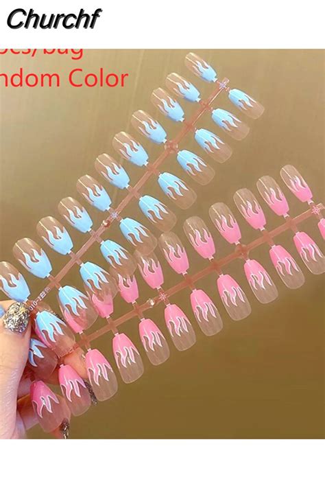 Churchf Detachable Heart False Nails Almond Oval Wearable Fake Nails