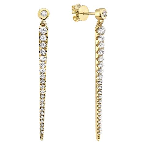 Handmade Yellow Gold Dangle Diamond Earrings For Sale At Stdibs